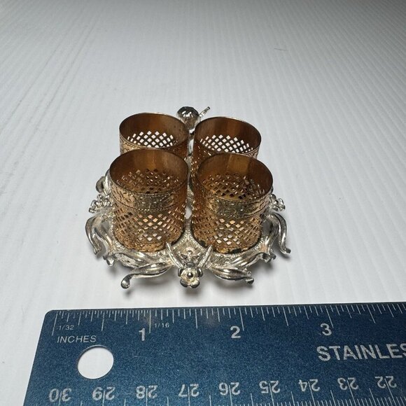 Vtg Sam Fink Vanity Tray Silver Boy & Guitar Ormolu Filigree Lipstick Holder - Picture 2 of 6